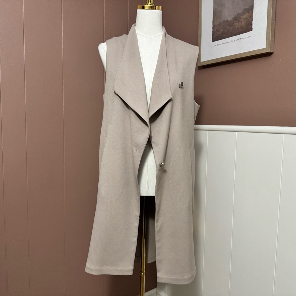 Soia & Kyo Longline Draped Collar Vest Quiet Luxury Old Money